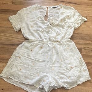 Lush Cream Romper with Subtle Embroidery